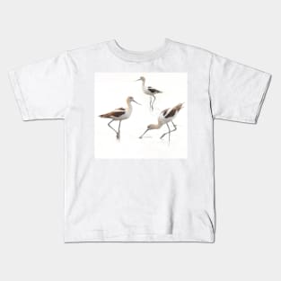 Stunning American Avocets Wading Birds at the Beach Kids T-Shirt